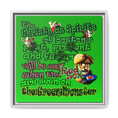 christmas spirits of boston - framed canvas art (logo green)