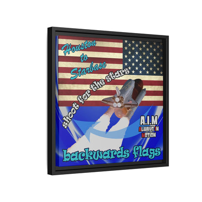 shoot for the stars - framed canvas art (blue-white wave)