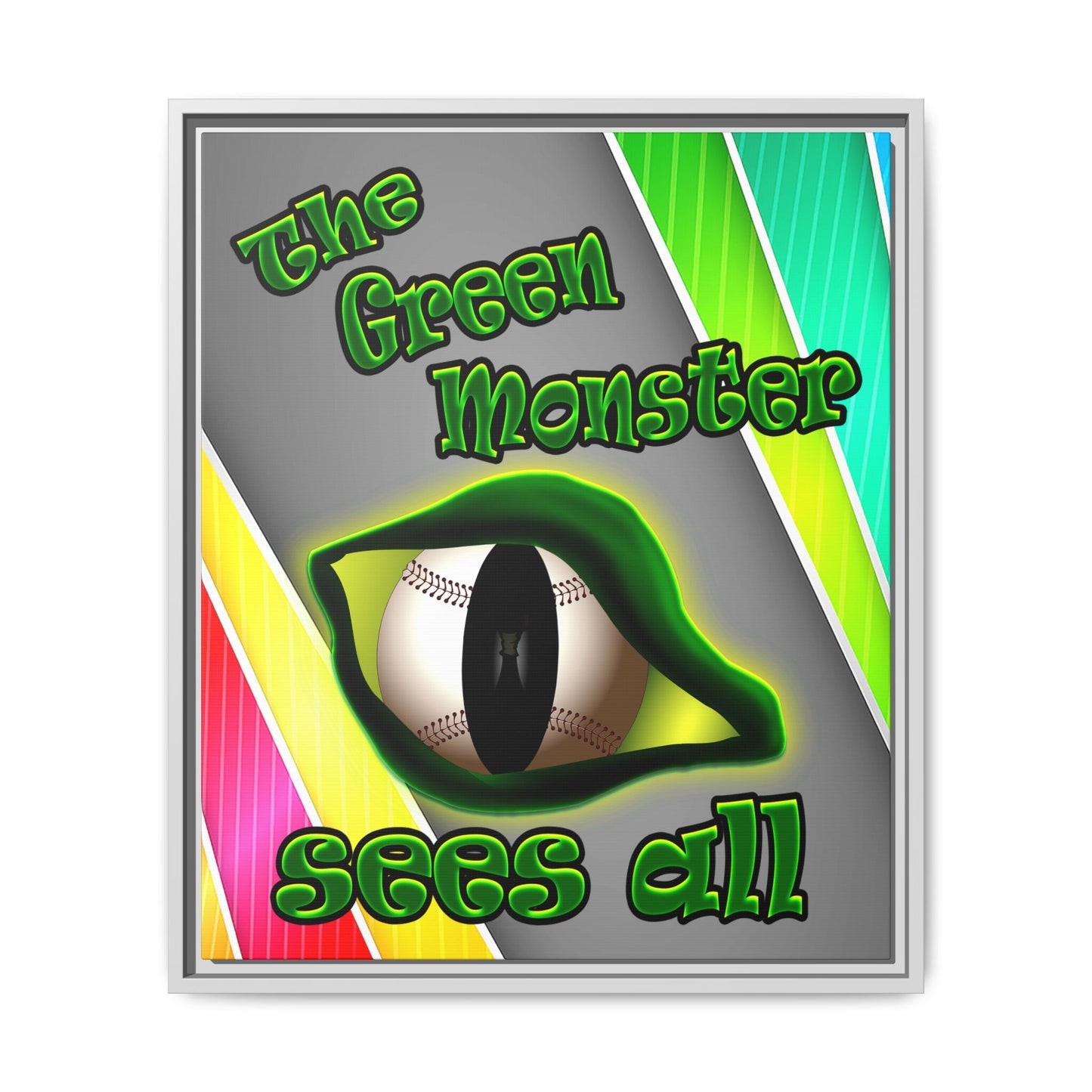 green monster - framed canvas art (rainbow split)