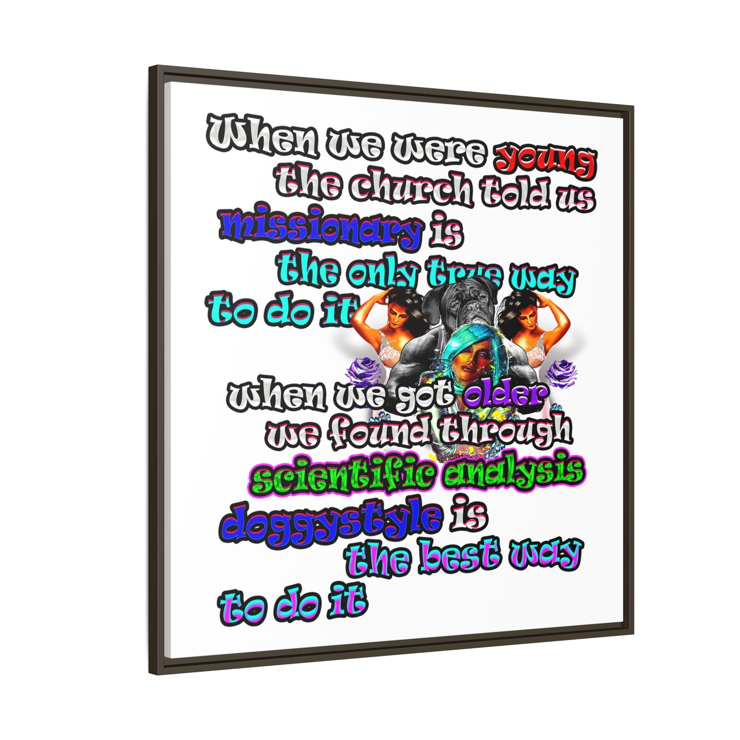 doggystyle - framed canvas art (white)