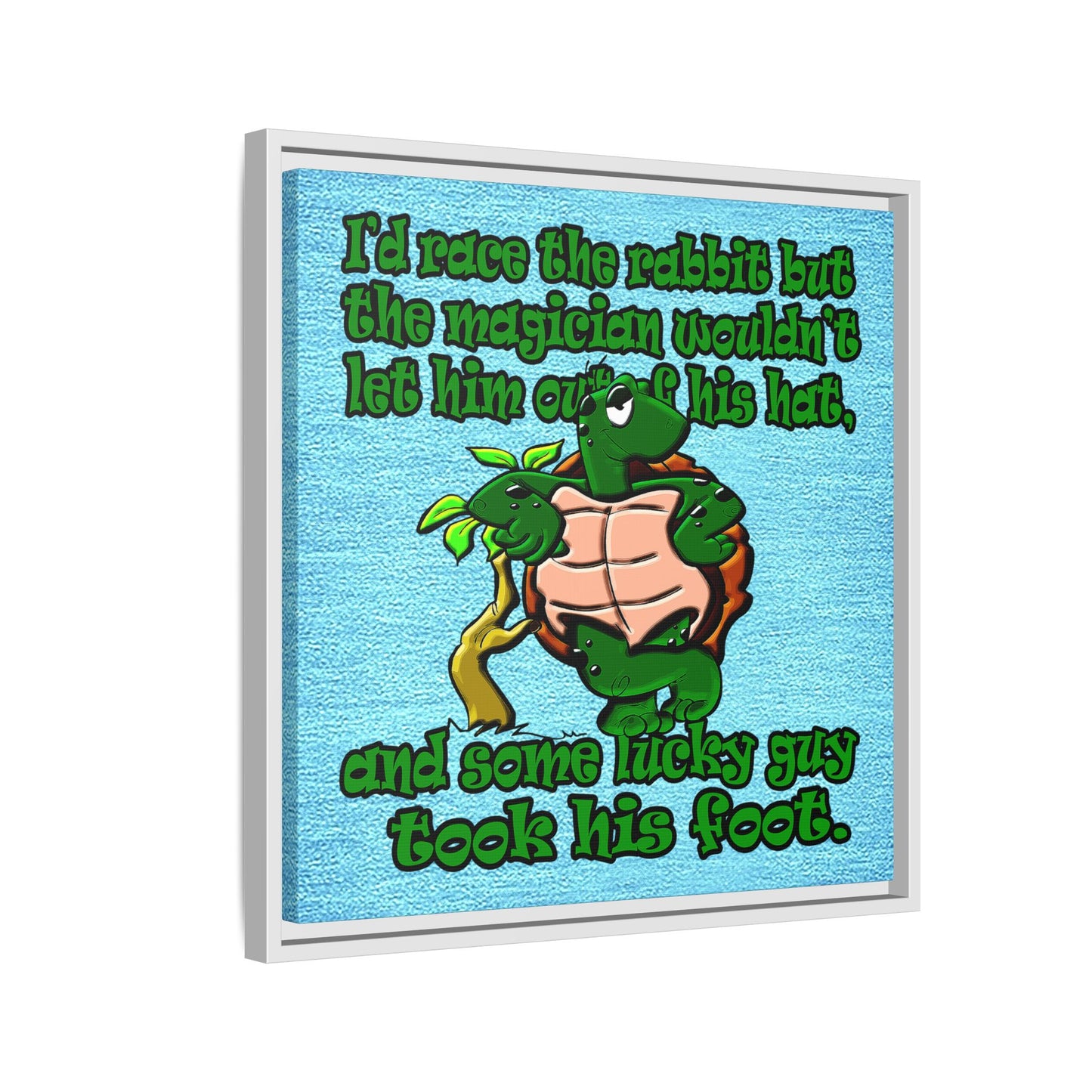 turtle race - framed canvas art (faded blue)