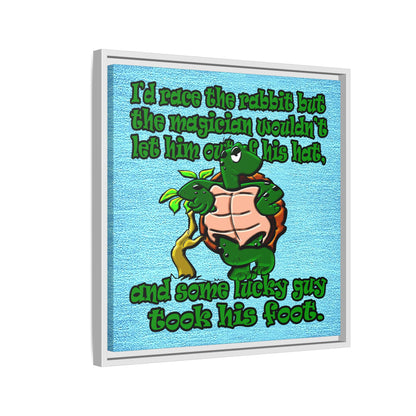 turtle race - framed canvas art (faded blue)