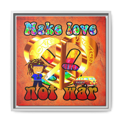 love peace - framed canvas art (burnt orange)