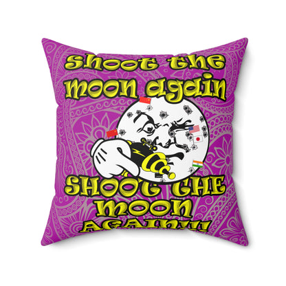 shoot the moon again - Spun Polyester Square Pillow - (pink swirl)