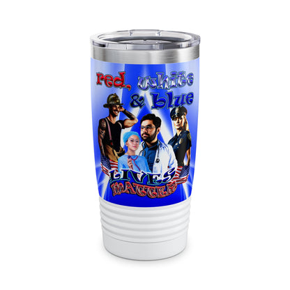 rw&b lives matter - Ringneck Tumbler, 20oz (blue-white wave)