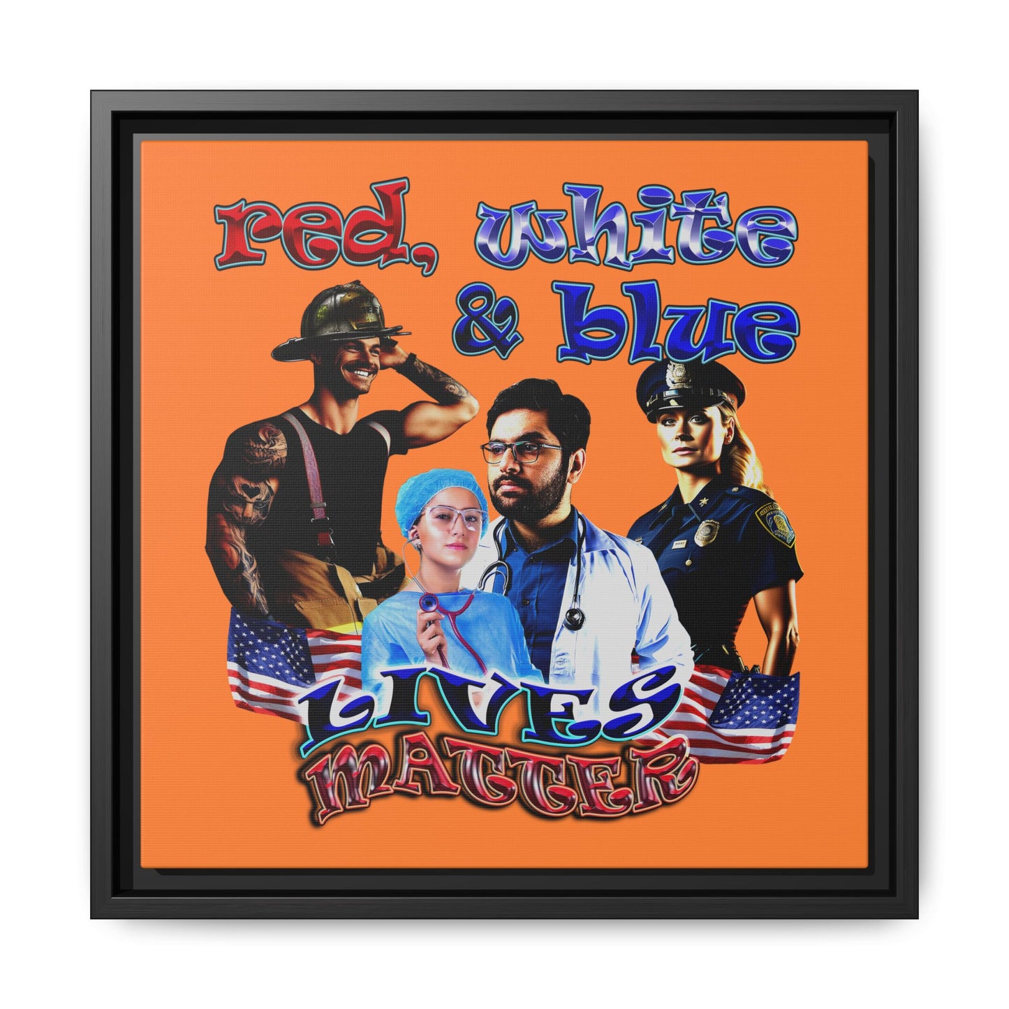 rw&b lives matter - framed canvas art (crusta)