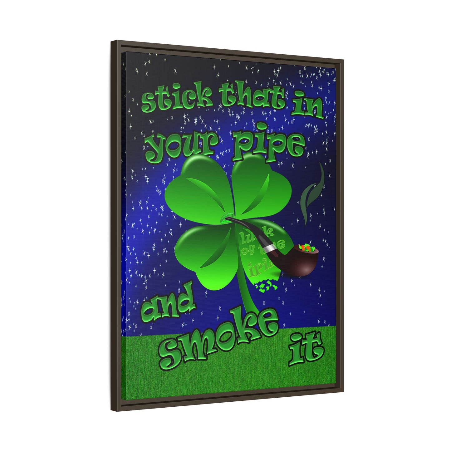 stick that in your pipe and smoke it - framed canvas art ('snoops' background)