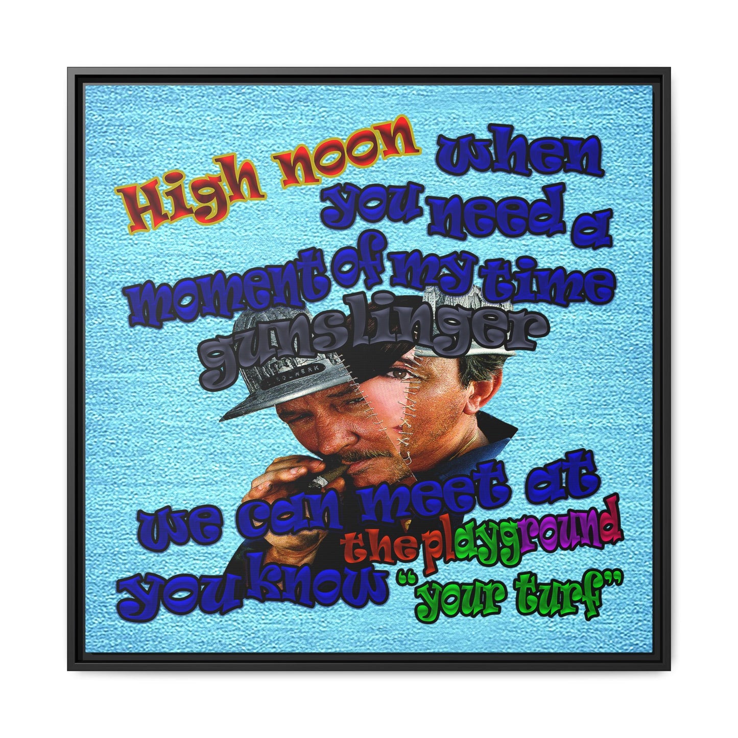 high noon - framed canvas art (faded blue)