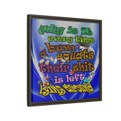 the bum's shit - framed canvas art (blue-white wave)