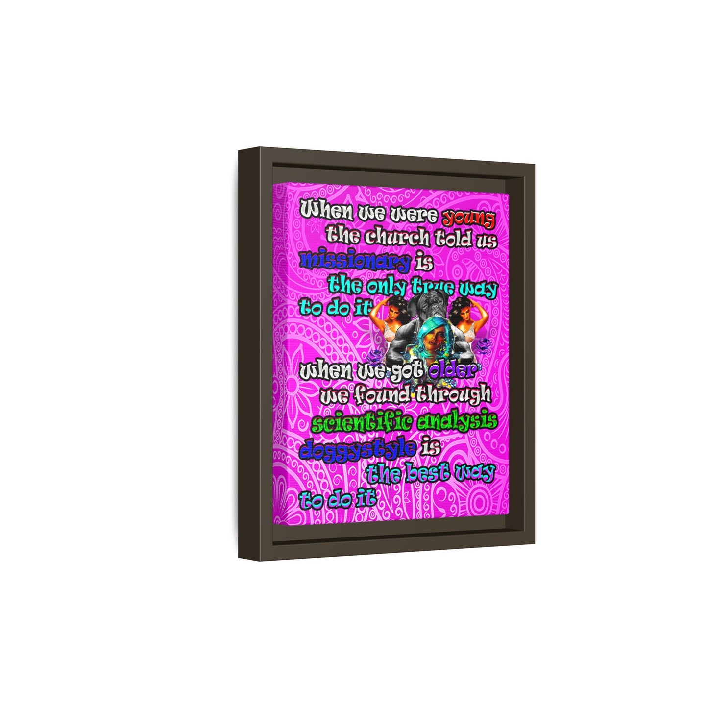 doggystyle - framed canvas art (pink swirl)