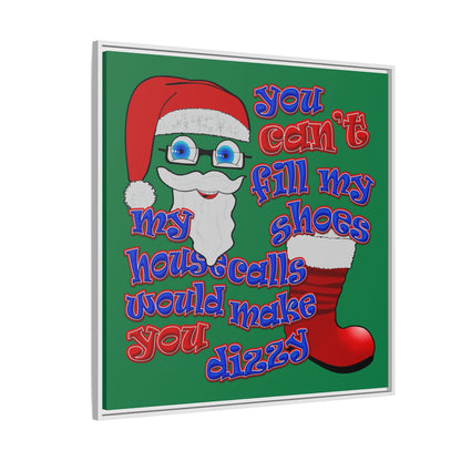 santa's shoes - framed canvas art (dark green)