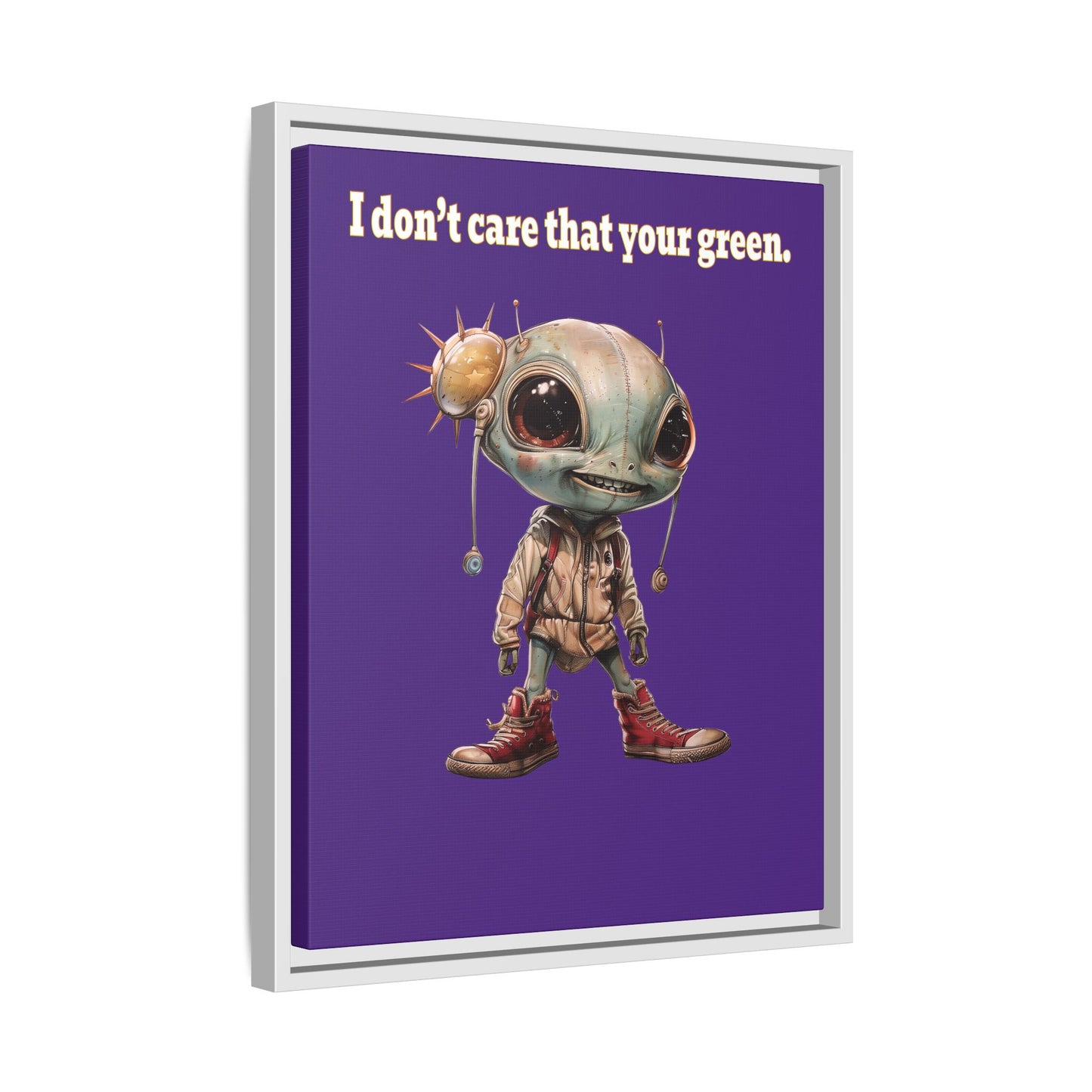 I don't care that your green - framed canvas art (purple)