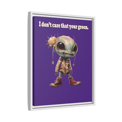 I don't care that your green - framed canvas art (purple)