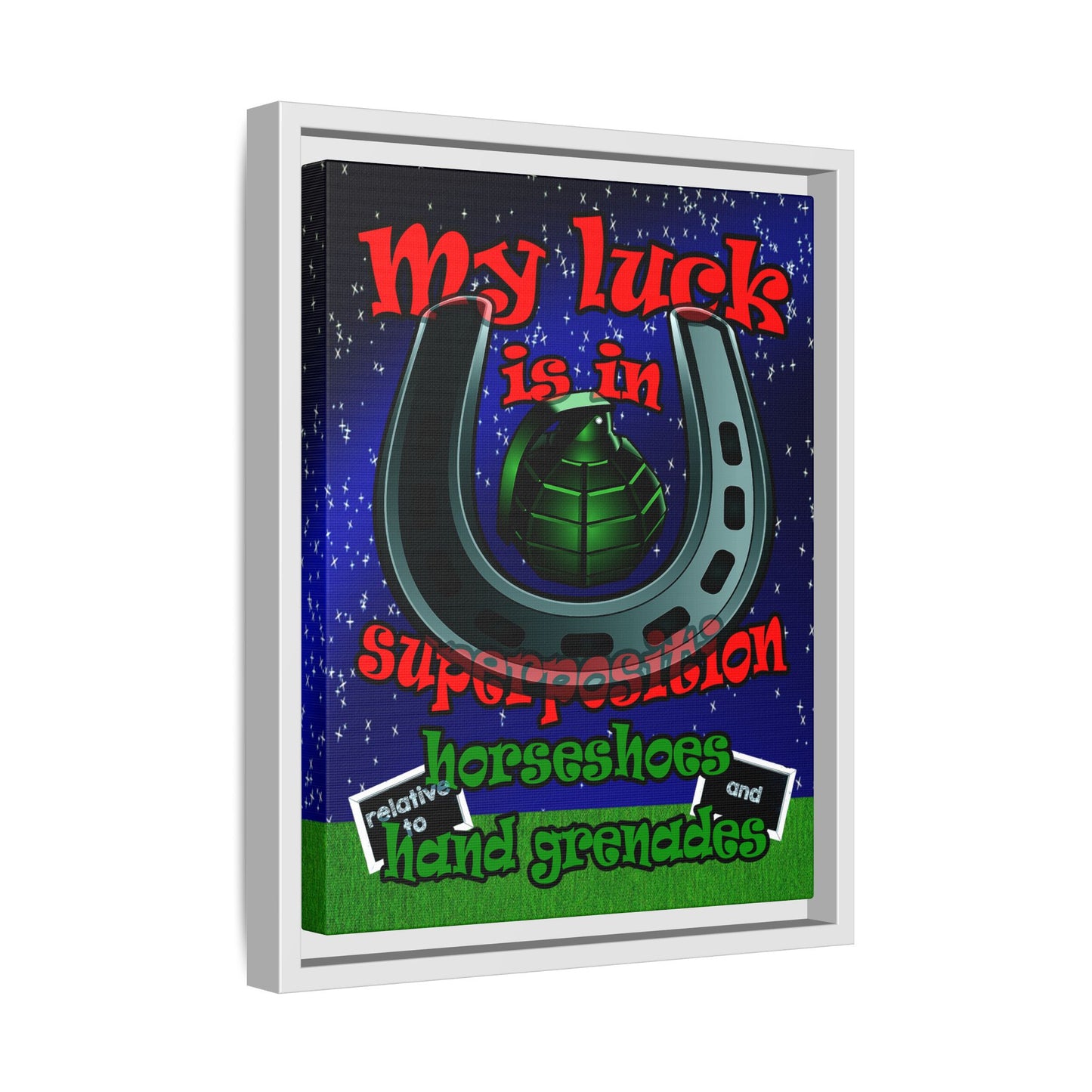 my luck - framed canvas art ('snoops' background)