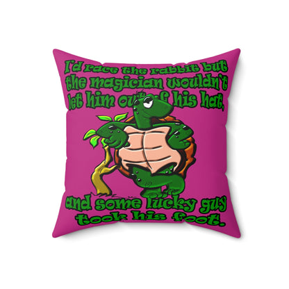 turtle race - Spun Polyester Square Pillow - (pink)
