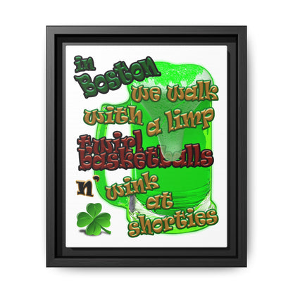 celtics logo - framed canvas art (white)