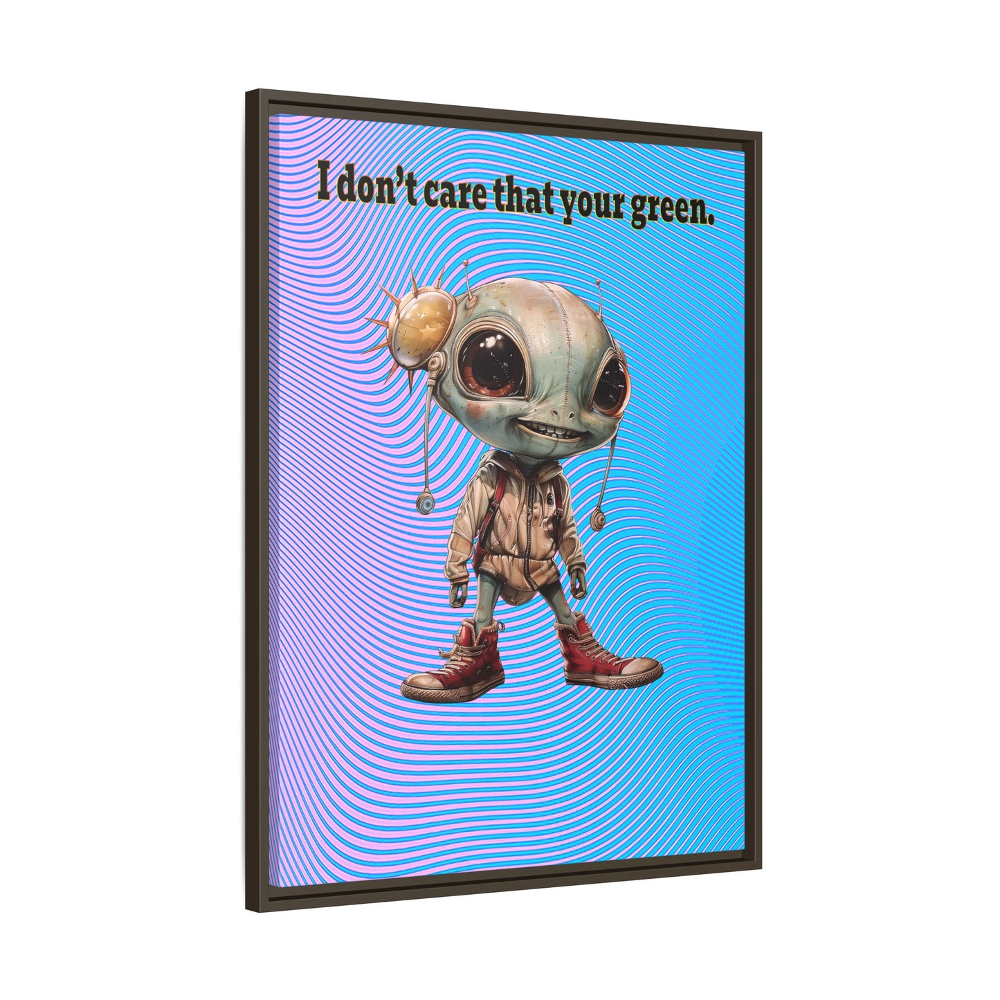 I don't care that your green - framed canvas art (light blue-purple wave)