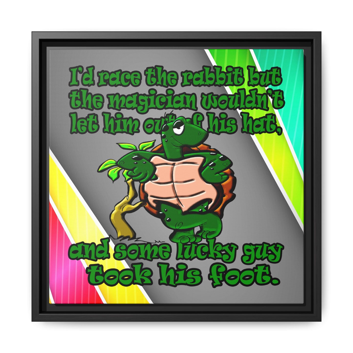 turtle race - framed canvas art (rainbow split)