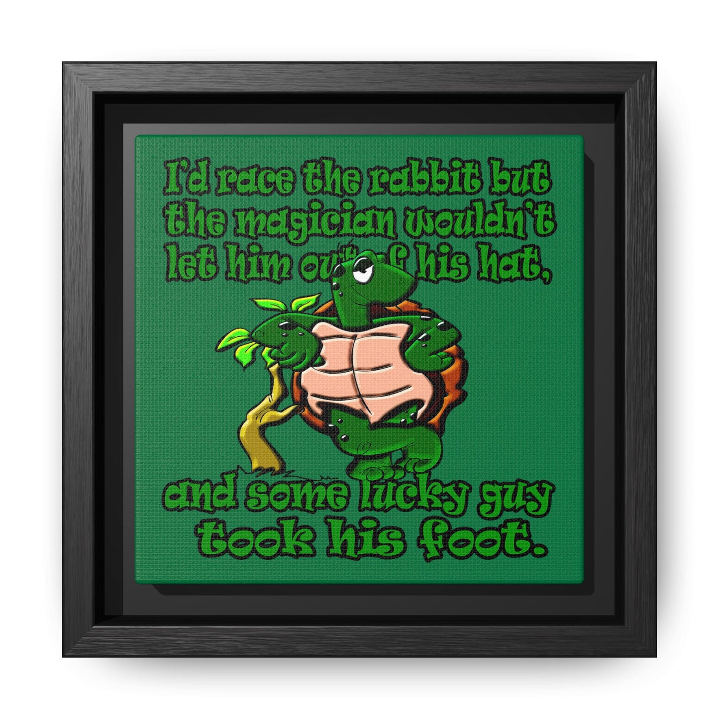 turtle race - framed canvas art (dark green)