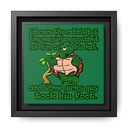 turtle race - framed canvas art (dark green)