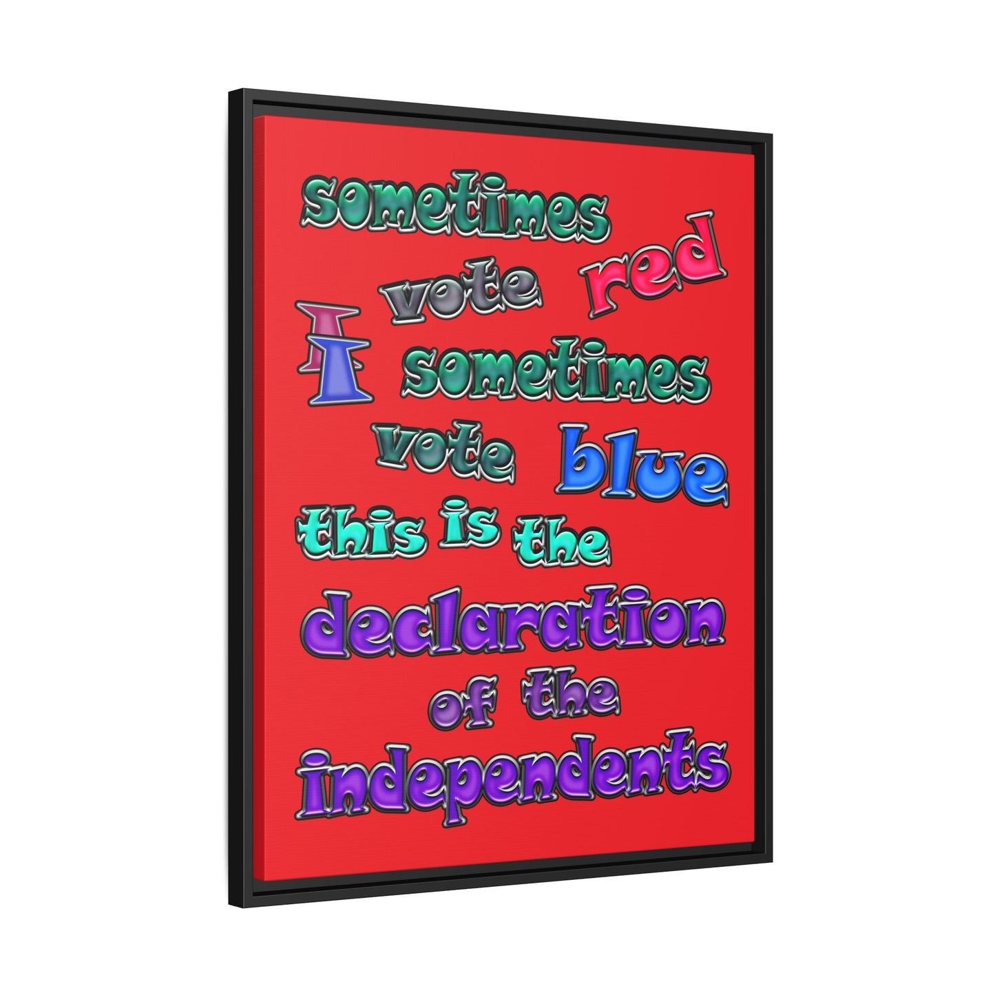declaration of the independents - framed canvas art (red)