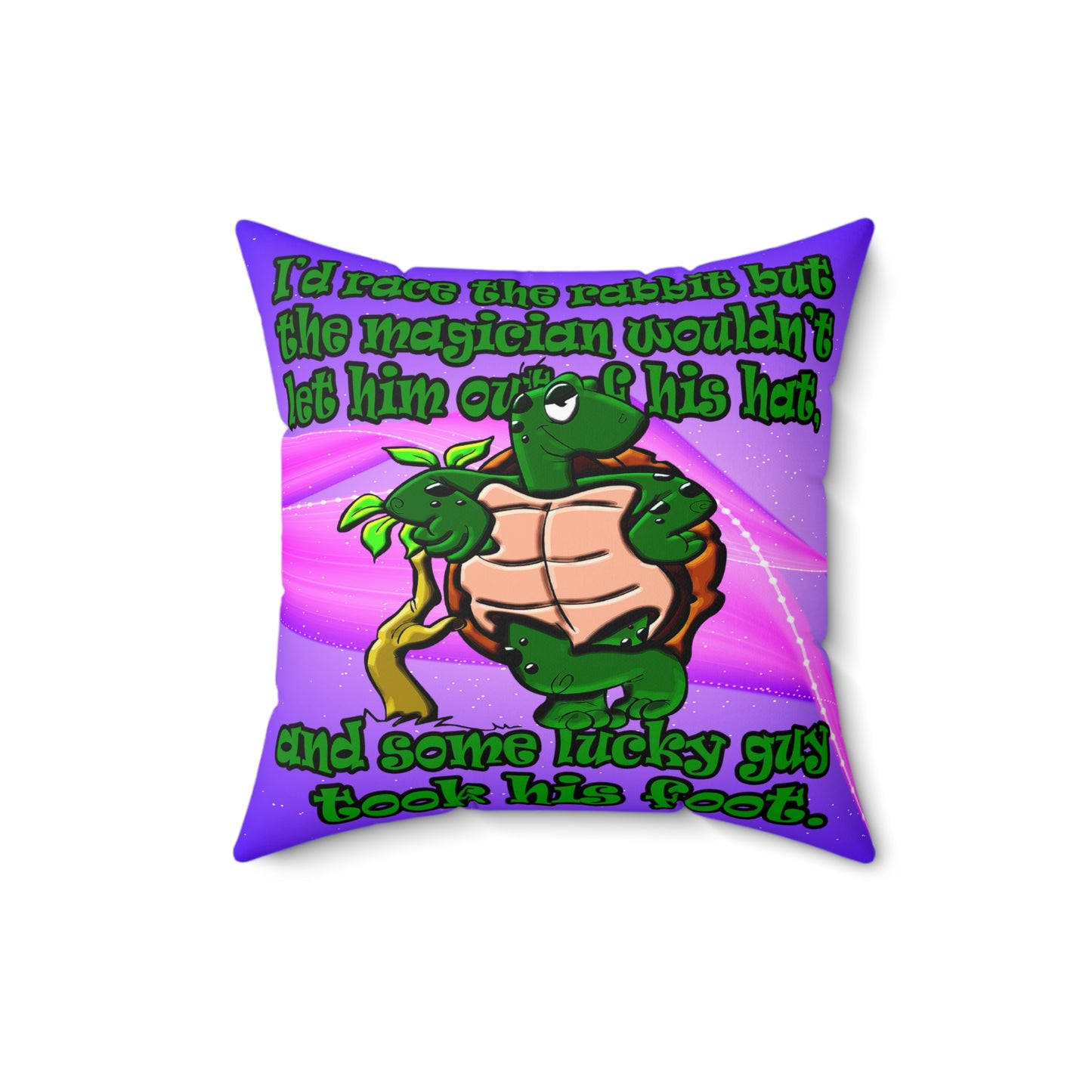 turtle race - Spun Polyester Square Pillow - (purple-pink wave)