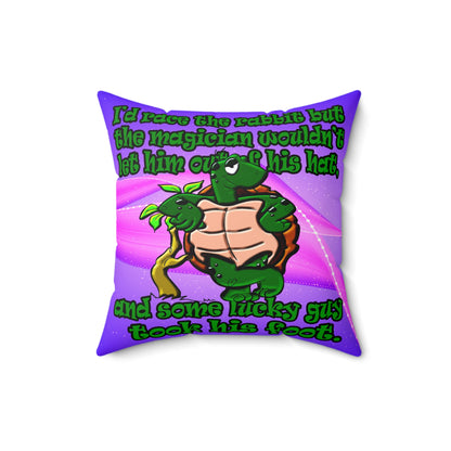 turtle race - Spun Polyester Square Pillow - (purple-pink wave)