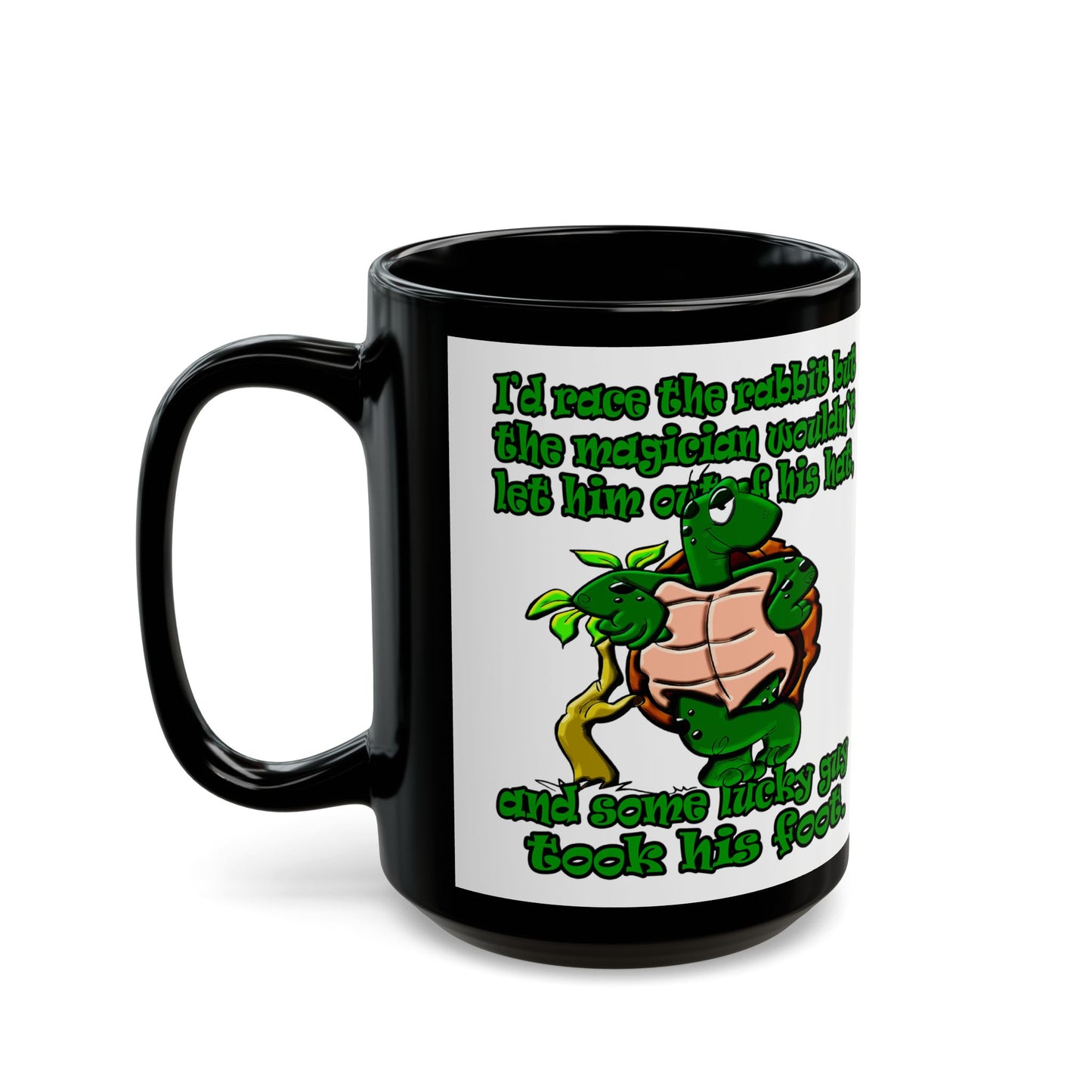 turtle race - Black Mug (white)