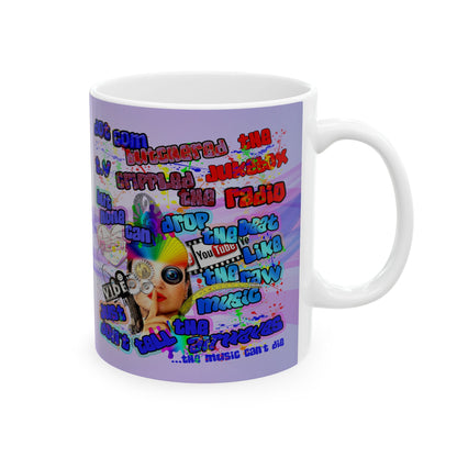 drop the beat - White Mug (light blue-pink wave)
