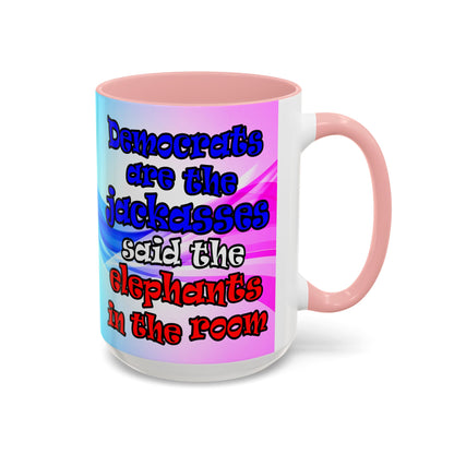 donkeys and elephants - Accent Mug (light blue-pink wave)