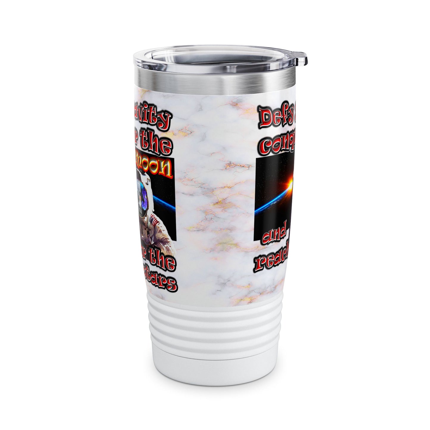 defy conquer reach - Ringneck Tumbler, 20oz (white marble)