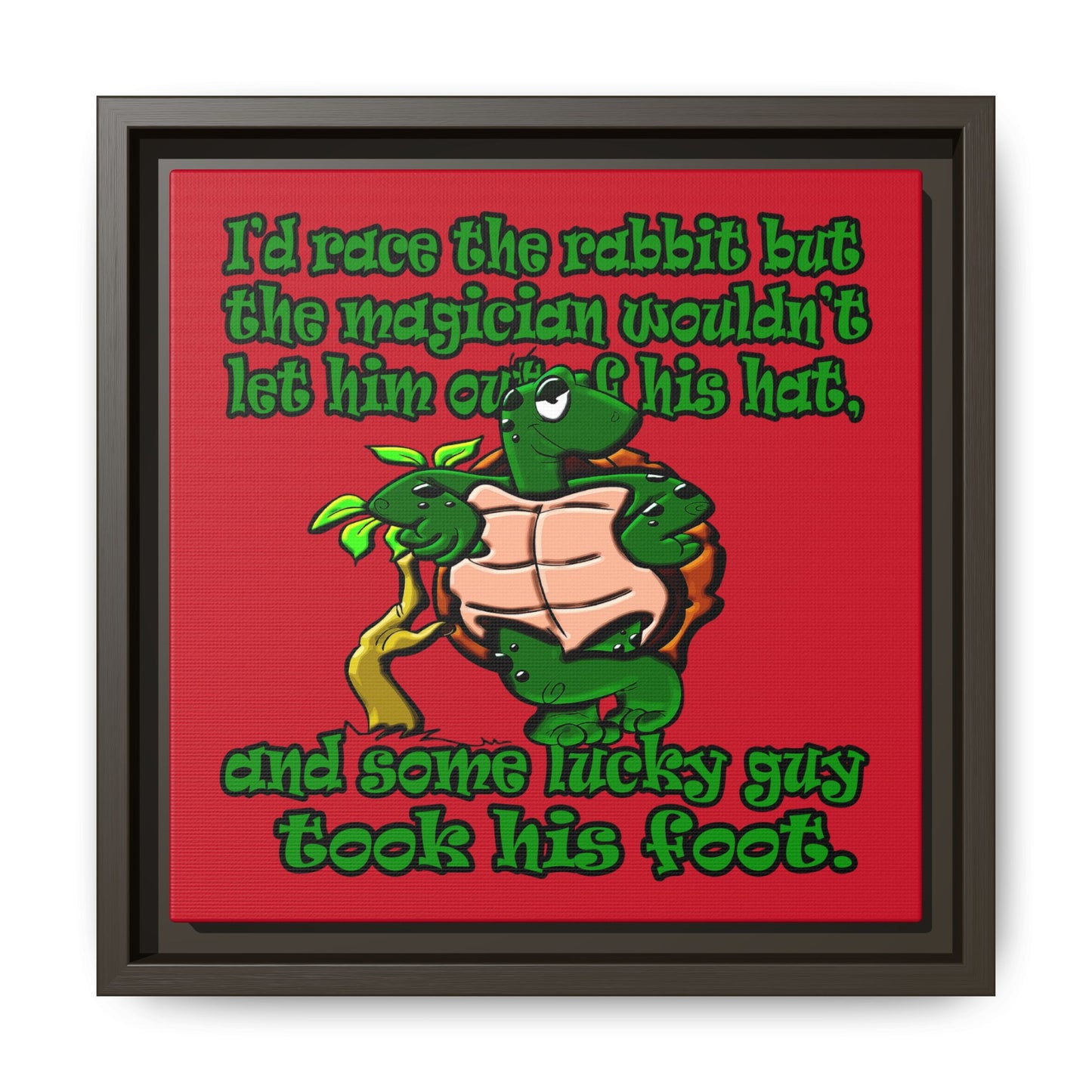 turtle race - framed canvas art (dark red)