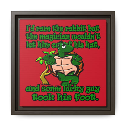 turtle race - framed canvas art (dark red)