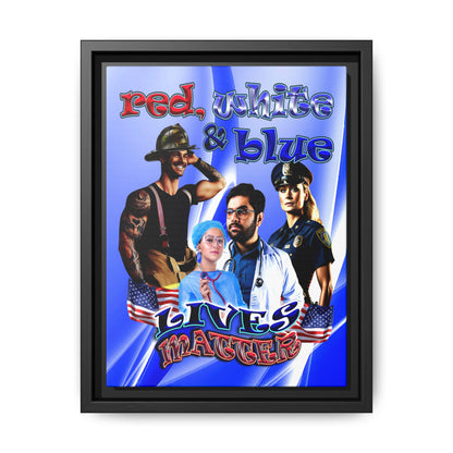 rw&b lives matter - framed canvas art (blue-white wave)