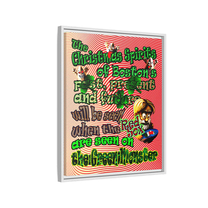 christmas spirits of boston - framed canvas art (yellow-orange wave)