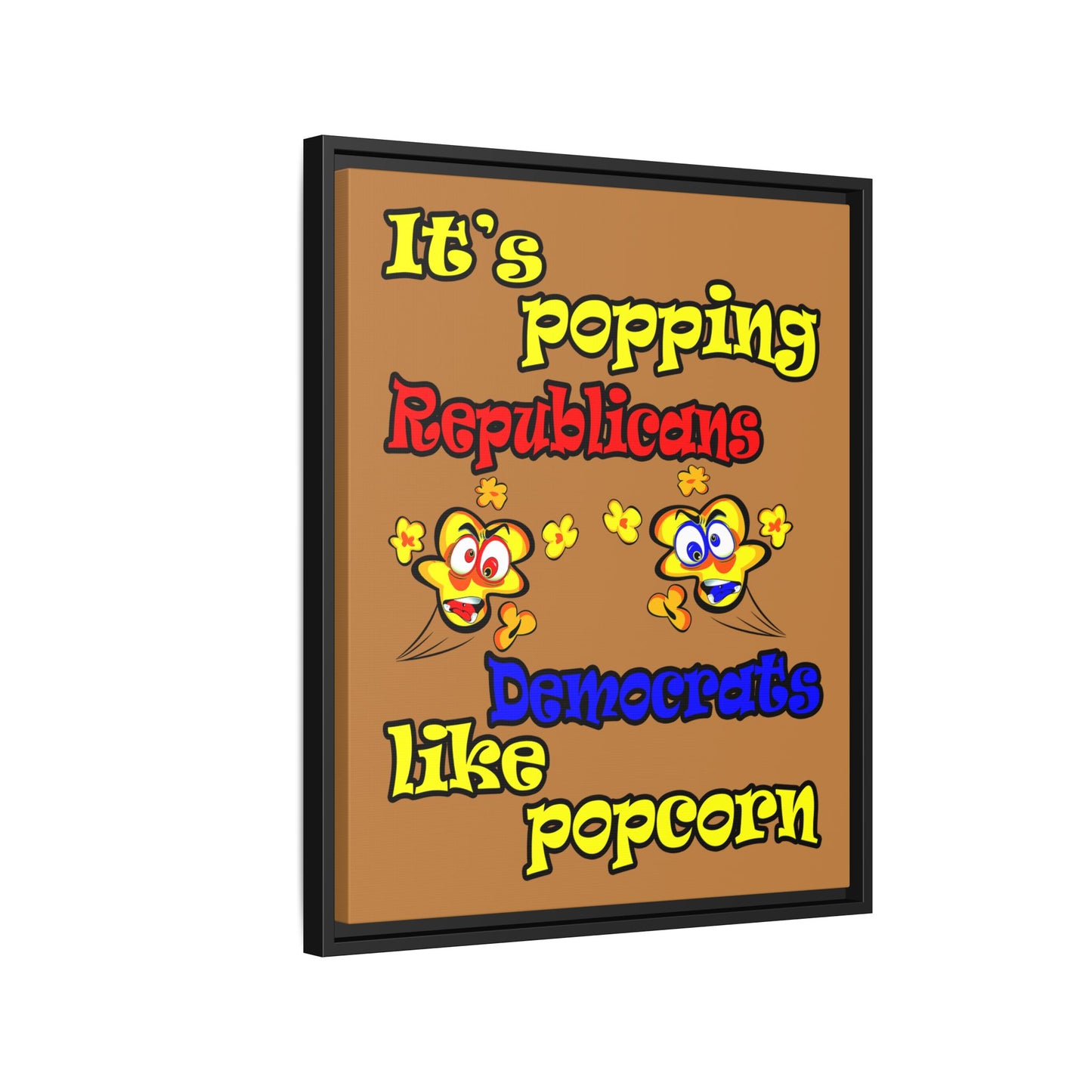popping like popcorn - framed canvas art (light brown)