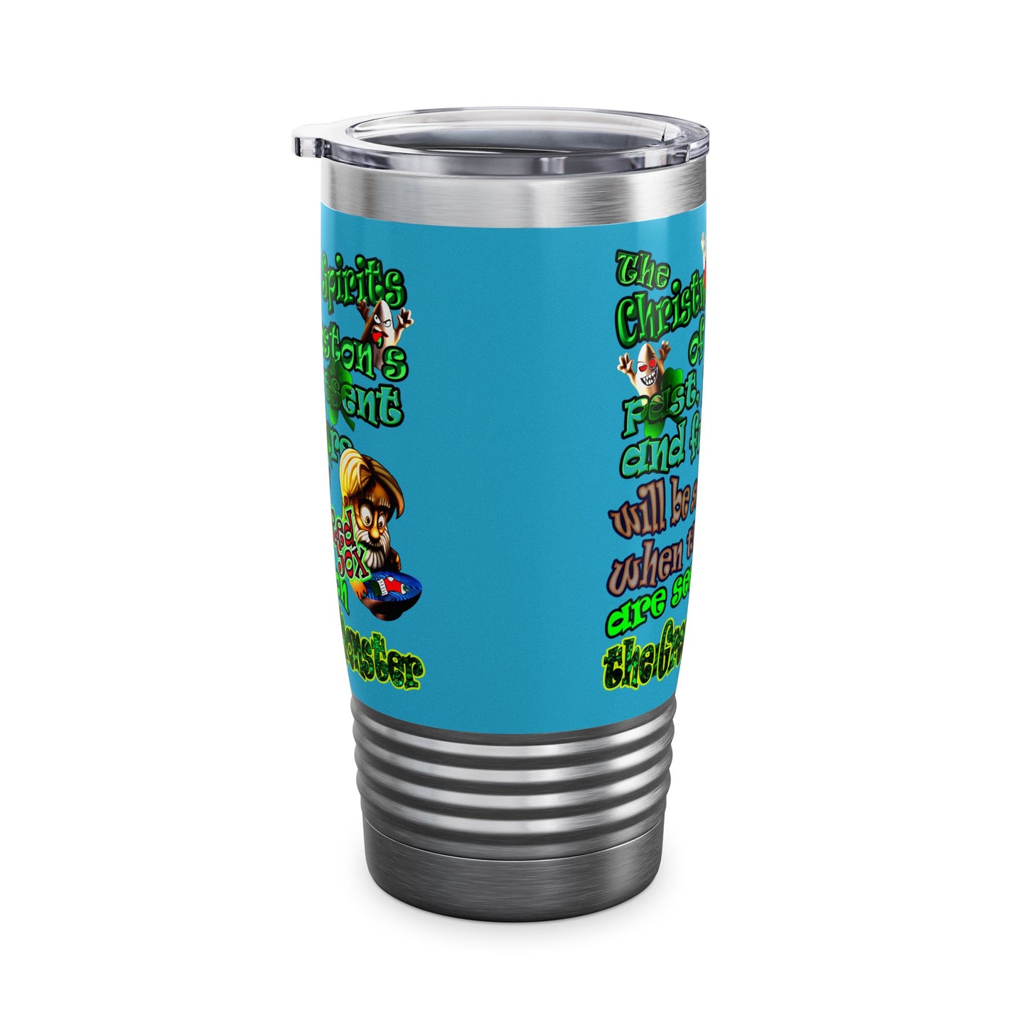 christmas spirits of boston - Ringneck Tumbler, 20oz (turquoise)
