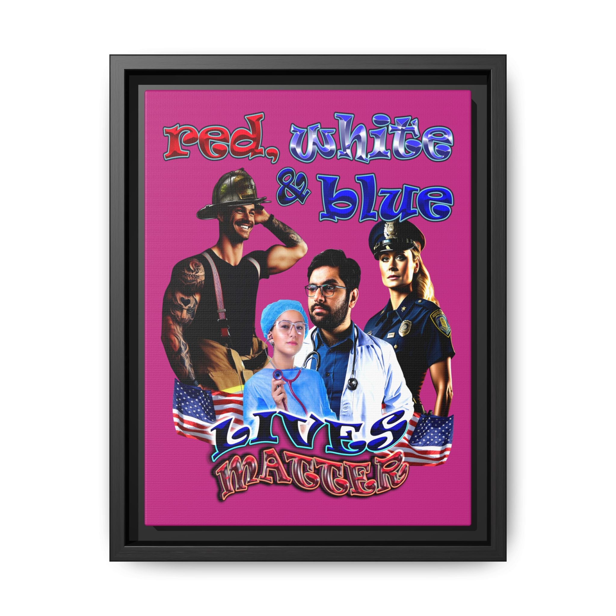 rw&b lives matter - framed canvas art (pink)