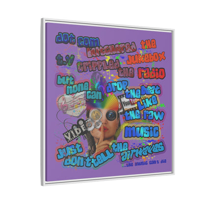 drop the beat - framed canvas art (light purple)