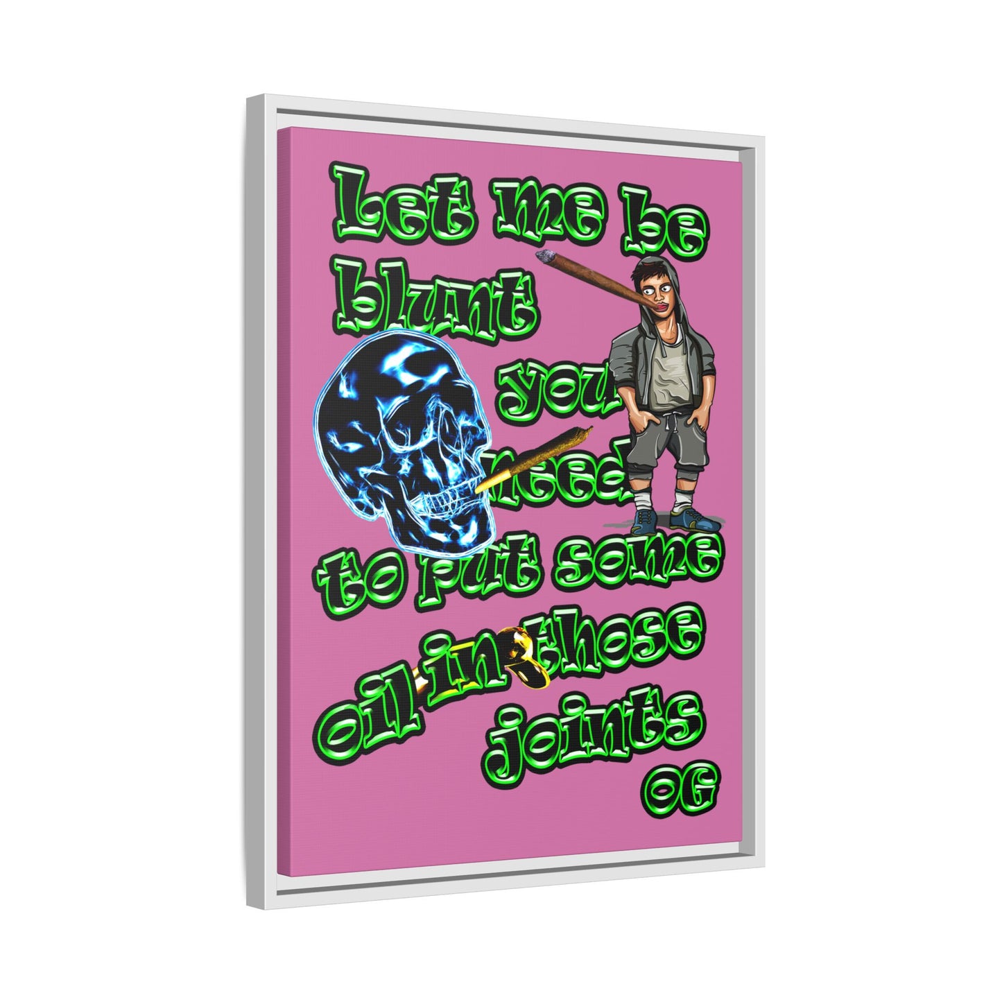 og - framed canvas art (light pink)