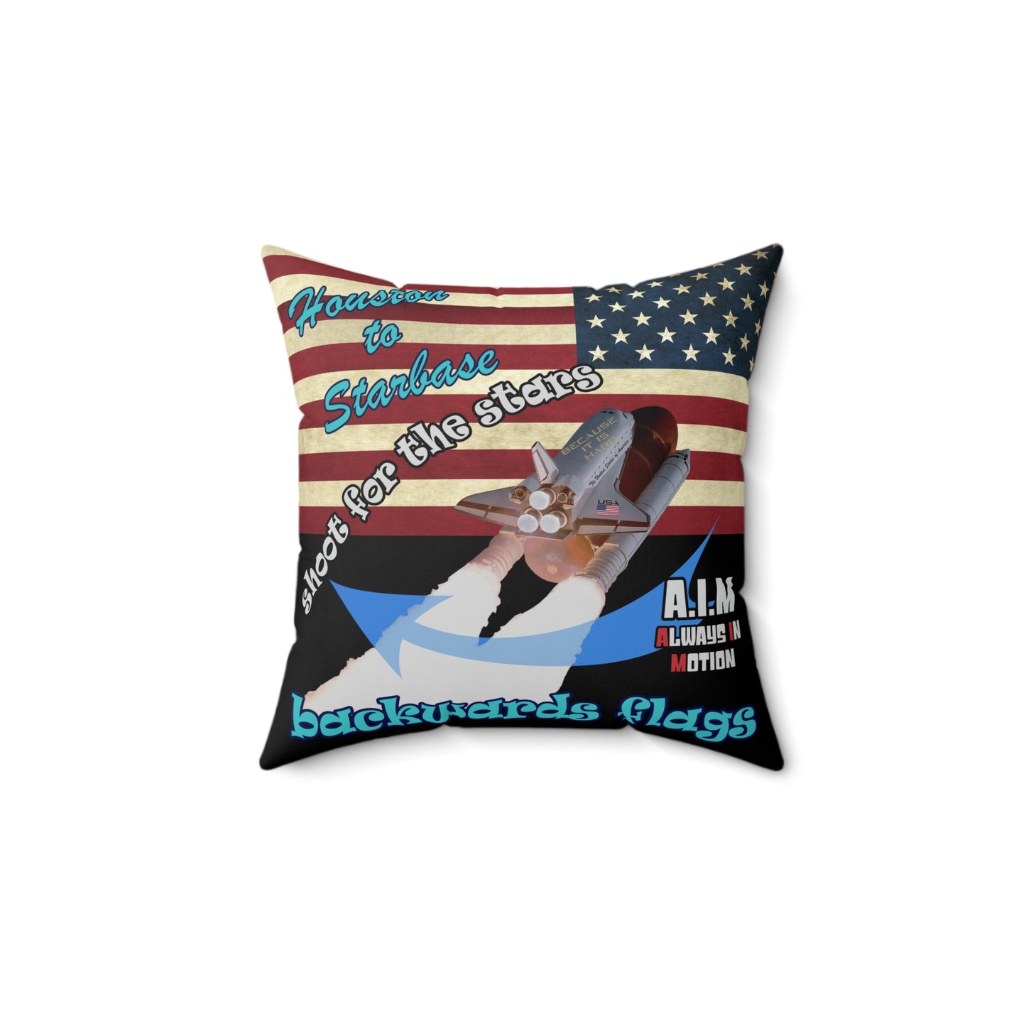 shoot for the stars - Spun Polyester Square Pillow - (black)