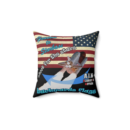shoot for the stars - Spun Polyester Square Pillow - (black)