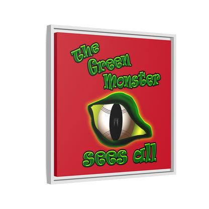 green monster - framed canvas art (dark red)