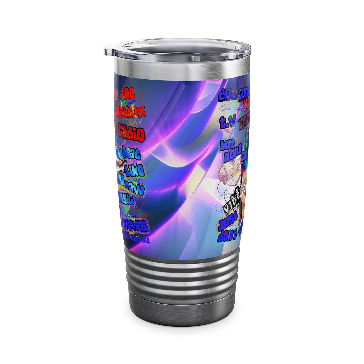 drop the beat - Ringneck Tumbler, 20oz  (grey-pink wave)