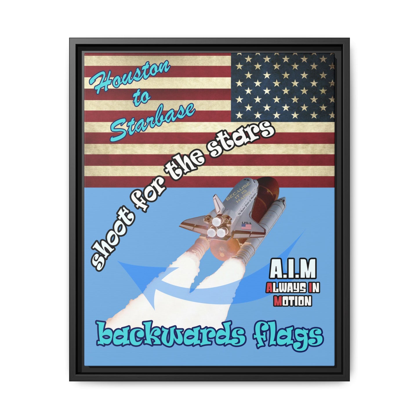 shoot for the stars - framed canvas art (light blue)