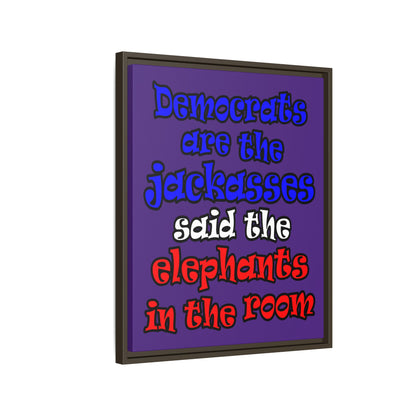 donkeys and elephants - framed canvas art (purple)