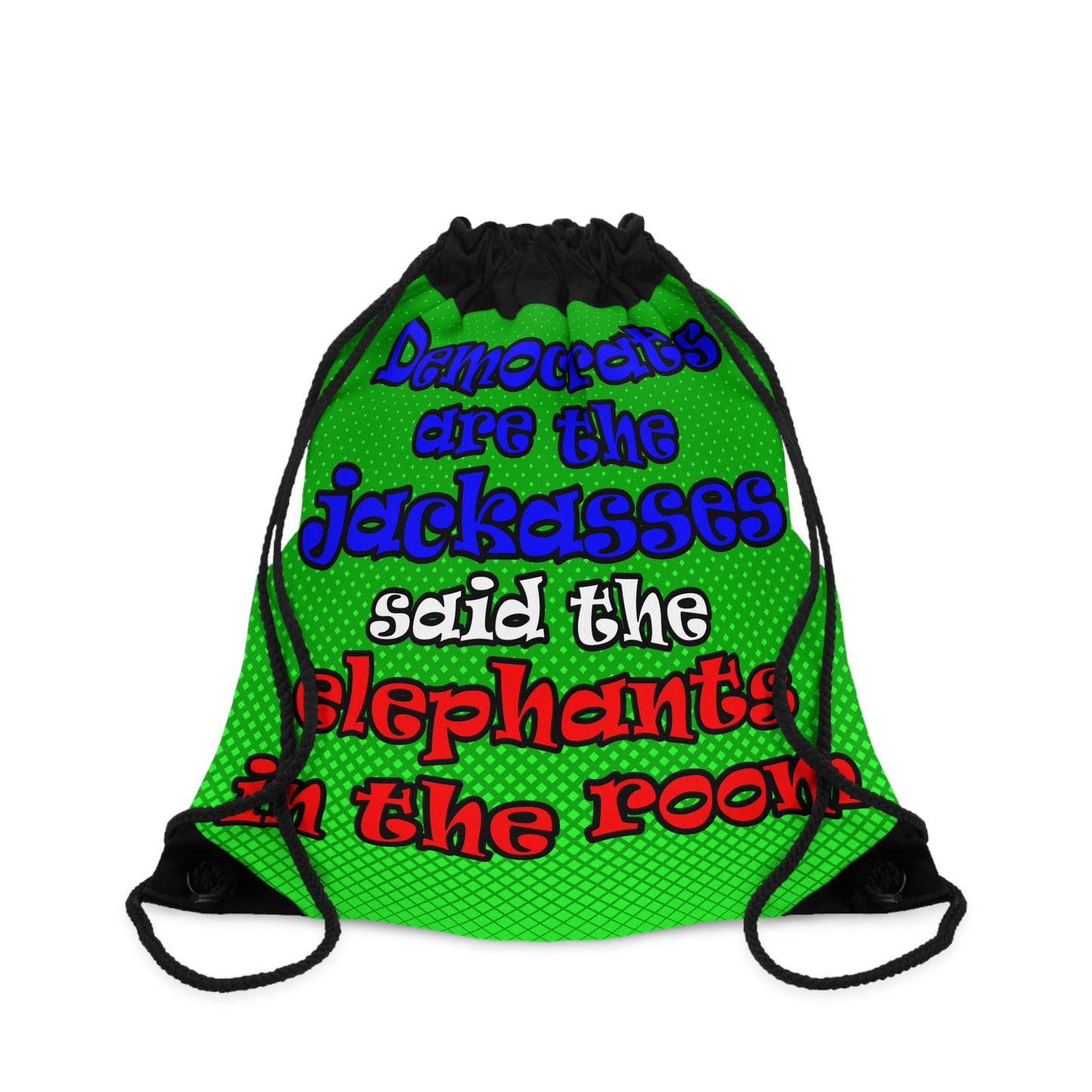 donkeys and elephants - Drawstring Bag (logo green)