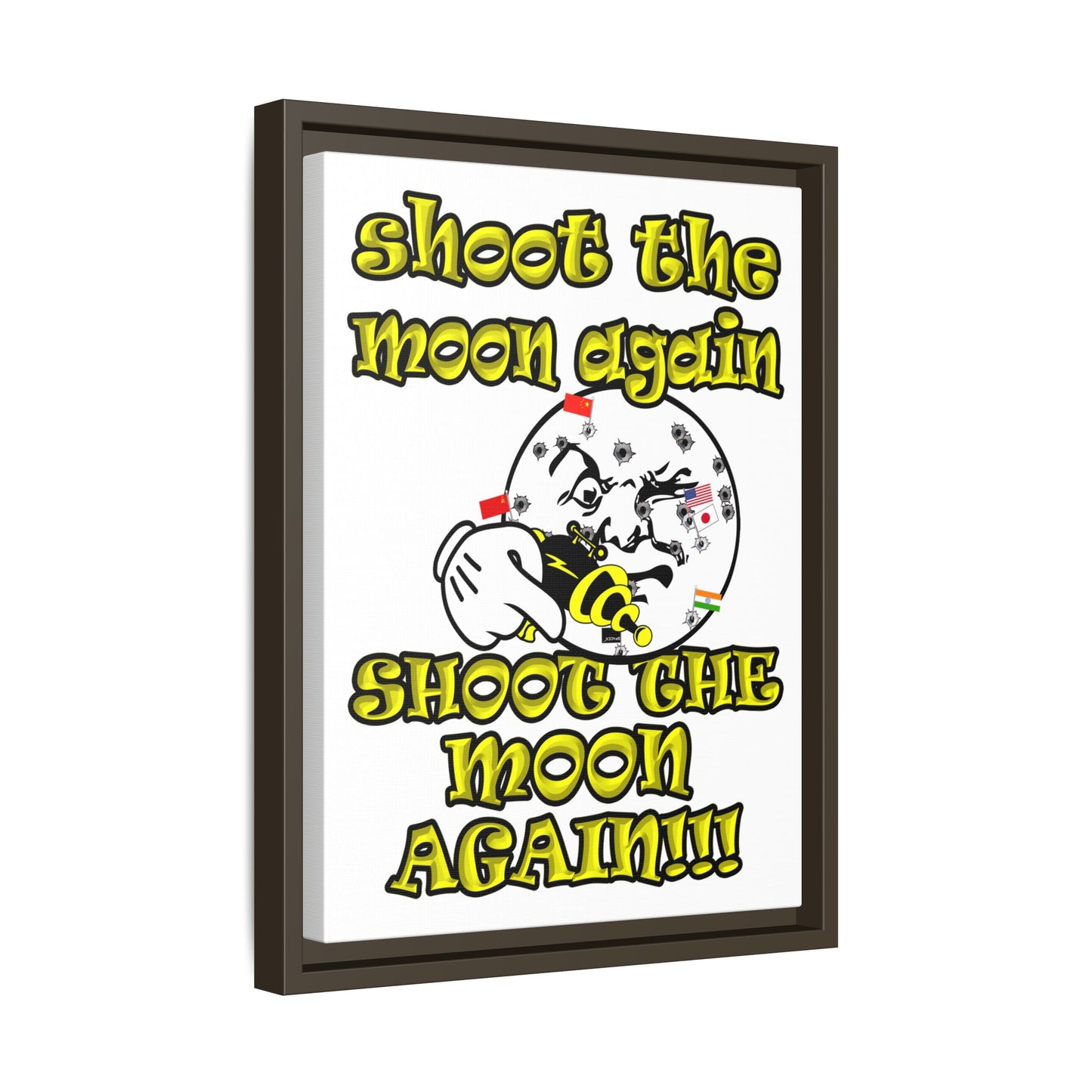 shoot the moon again - framed canvas art (white)
