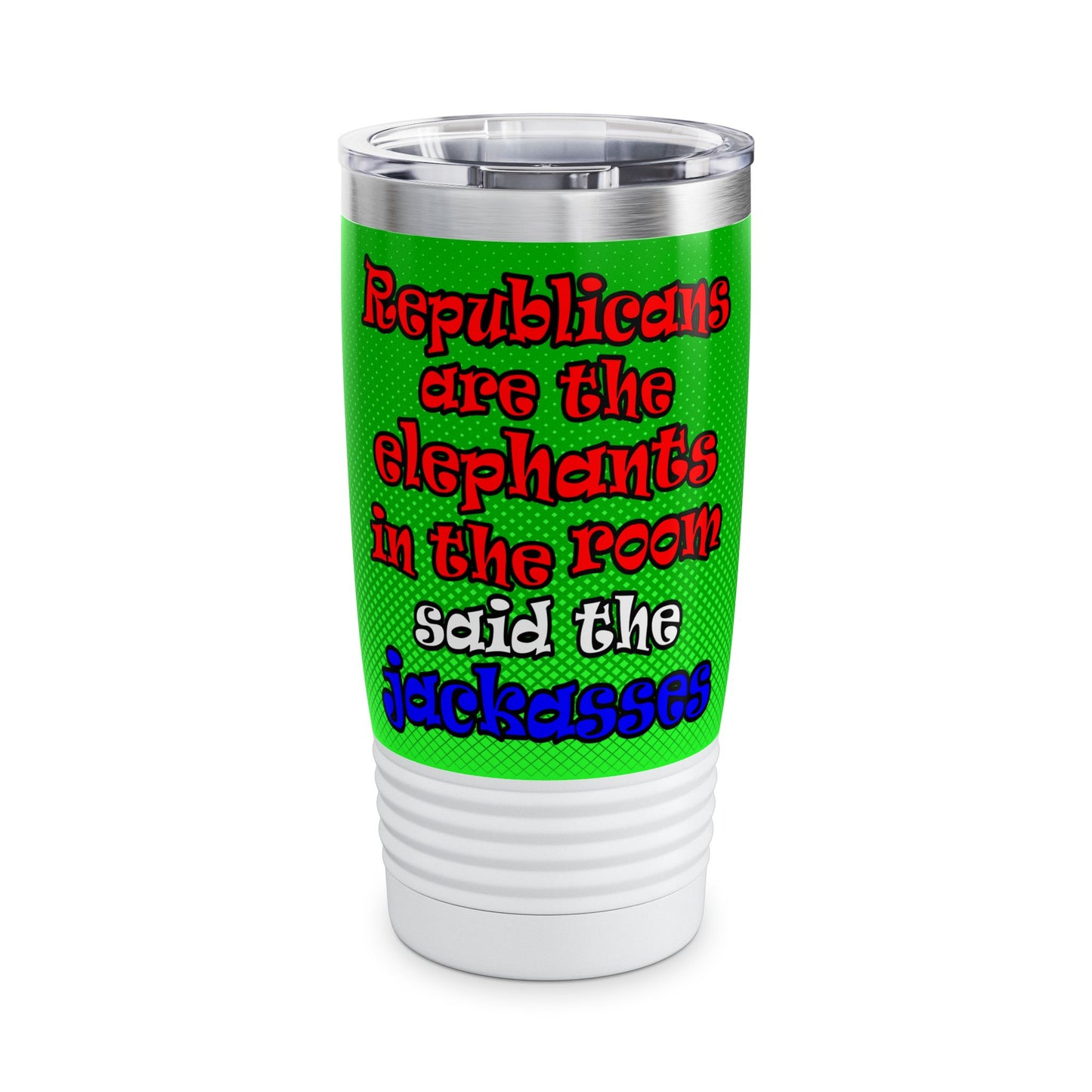 donkeys and elephants - Ringneck Tumbler, 20oz (logo green)