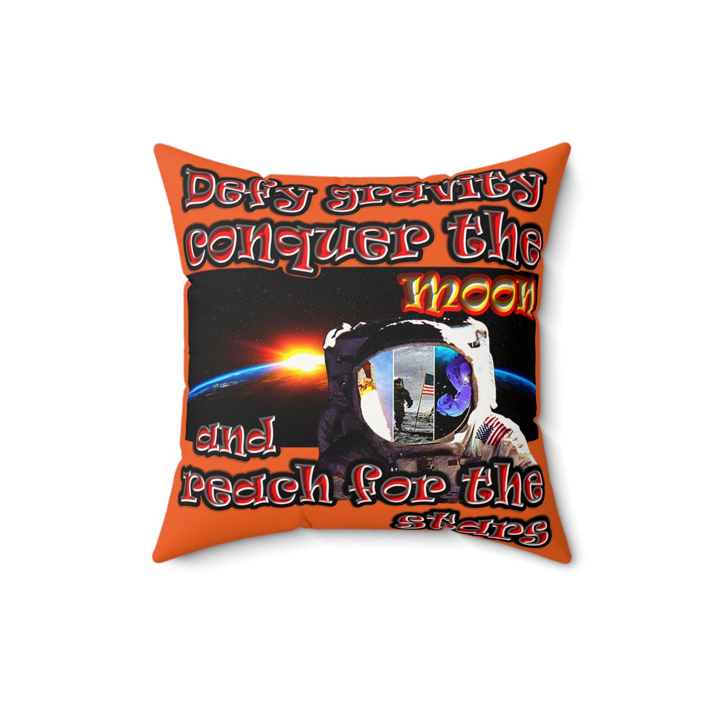 defy conquer reach - Faux Suede Square Pillow - (orange)